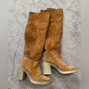 Brown leather Suede over the knee Boots